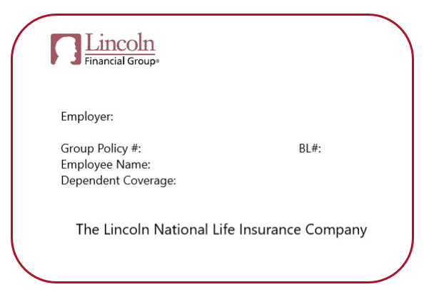 Lincoln Financial sample member identification card front view