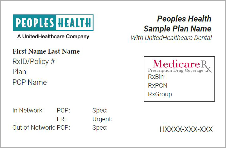 Front image of PeoplesHealth ID card