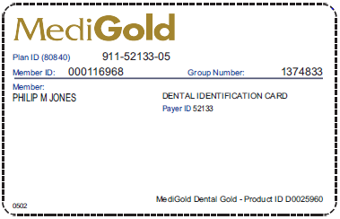 Front side of MediGold sample card